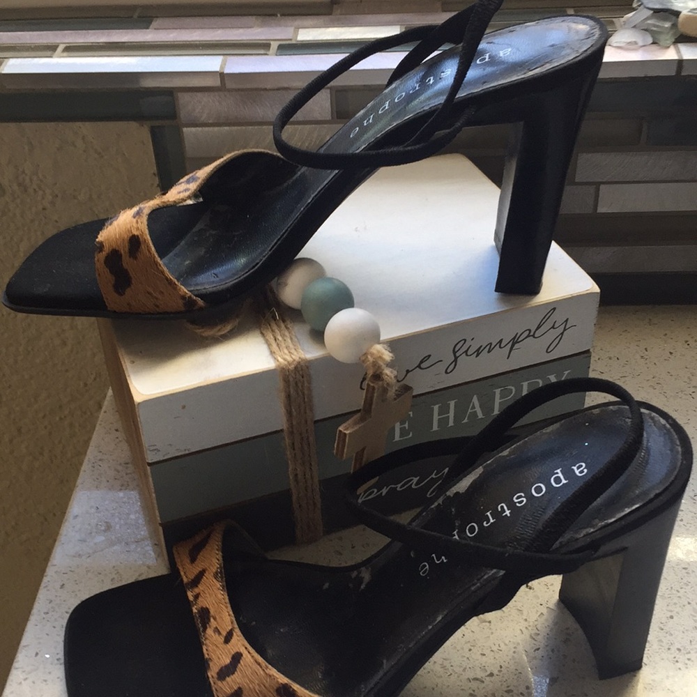 Black leather and leopard cowhide